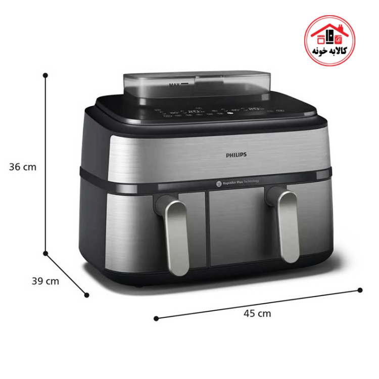 سایز سرخ کن فیلیپس 555 که در کنار تصویر آن نوشته شده است.