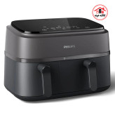 سرخ کن بدون روغن فیلیپس مدل na350 که کمی به راست مایل شده و طراحی بدنه آن کاملا مشخص است.