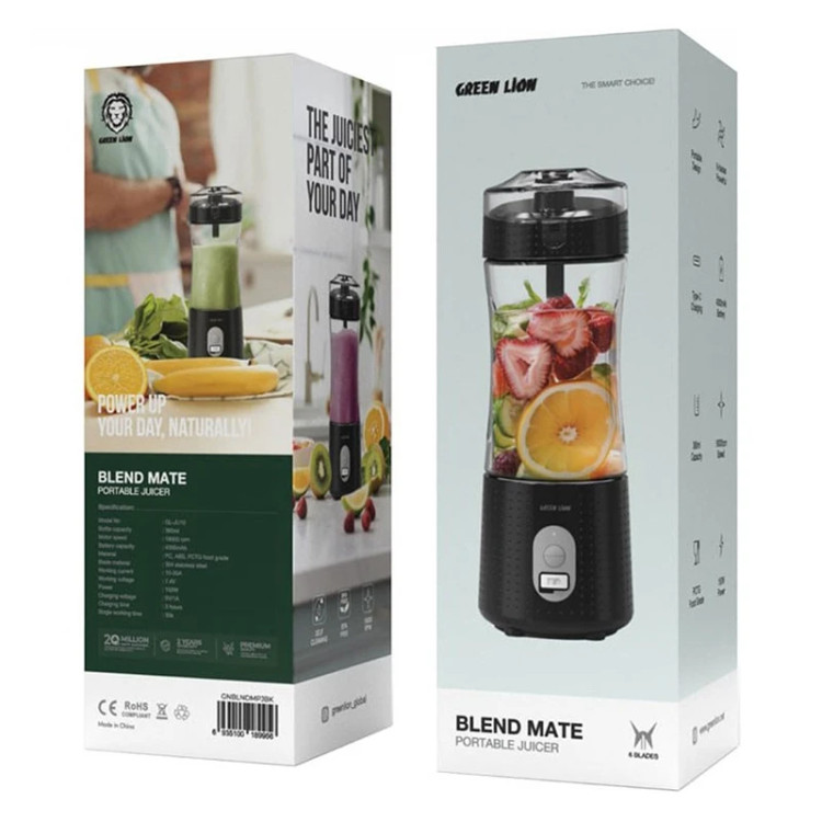 شیکر و آبمیوه گیری شارژی قابل حمل 380 میلی لیتر گرین لاین GNBLNDMPJBK