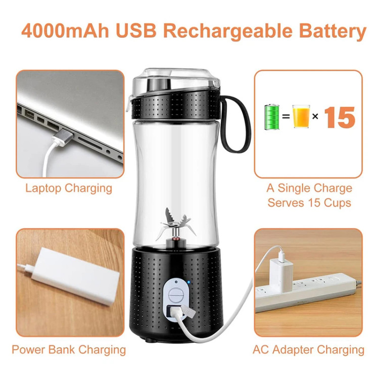 شیکر و آبمیوه گیری شارژی قابل حمل 380 میلی لیتر گرین لاین GNBLNDMPJBK